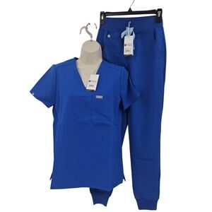 FIGS Scrub Set Women Blue XS Catarina Top XXS Zamora Jogger Nursing Uniform